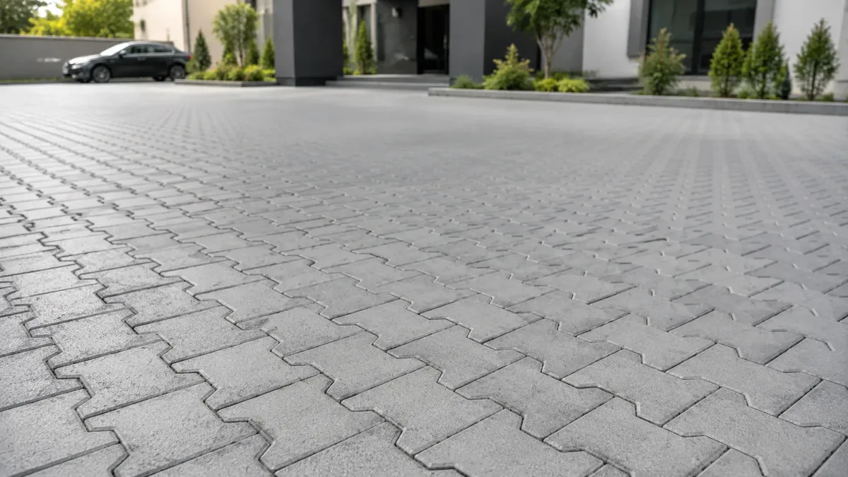 Aksu konut sitesi otoparkında I-tipi kilit taşı döşemesi — Hastaş Beton