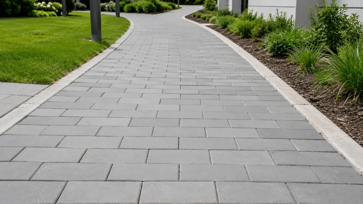 Serik konut sitesi içi yürüyüş yolunda standart parke taşı döşemesi — Hastaş Beton